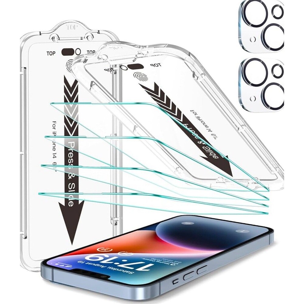EZ-GLAZ- 4 Pack for iPhone 13 14 Screen Protector [6.1"] 13, HD Clear